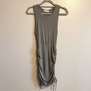BB Dakota Steve Madden Ruched Drawstring Midi Dress Olive Green Ribbed Size S